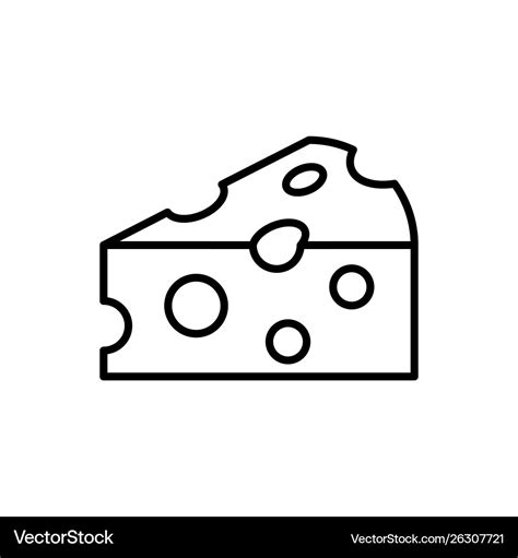 Cheese outline icon on white background piece Vector Image