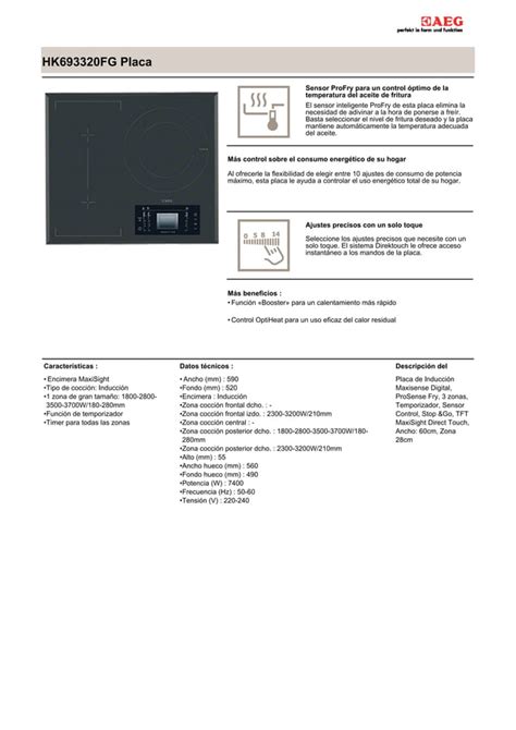 Manual Aeg Encimera Hk693320fg PDF Descarga Gratuita