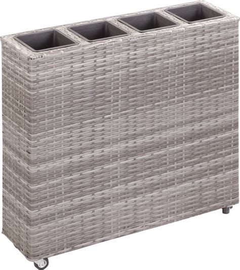 Vidaxl Plantenbak Verhoogd Met Potten X X Cm Poly Rattan Grijs Bol