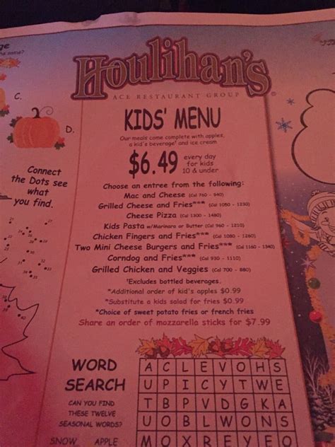 houlihan's menu