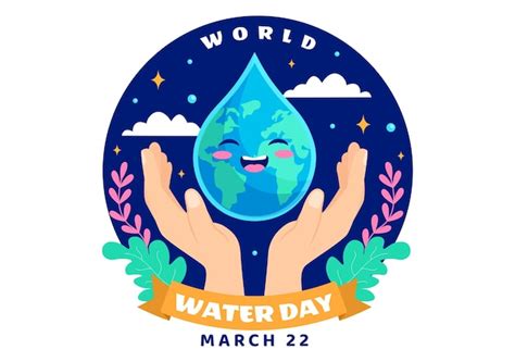 Ilustración Del Día Mundial Del Agua Con Gotas De Agua Y Grifos Para