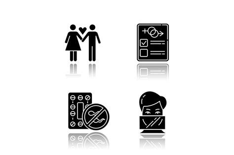 Safe Sex Drop Shadow Glyph Icons Set Pre Designed Photoshop Graphics