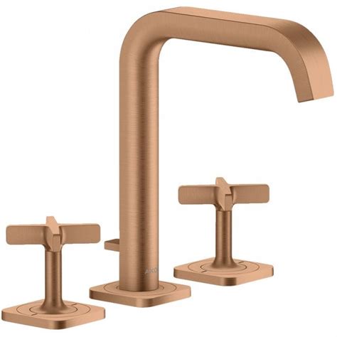 Axor Citterio E Brushed Bronze Twin Lever Basin Mixer Tap With Pop