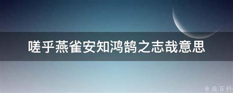 嗟乎燕雀安知鸿鹄之志哉意思 业百科