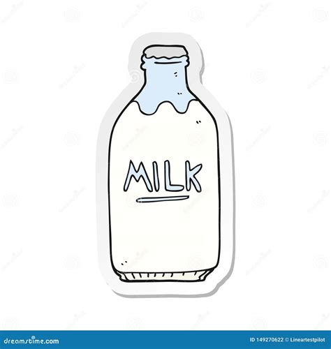 Sticker Of A Cartoon Milk Bottle Stock Vector Illustration Of Milk