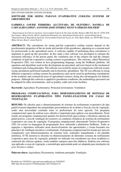 Pdf Software For Sizing Pad Fan Evaporative Cooling Systems Of