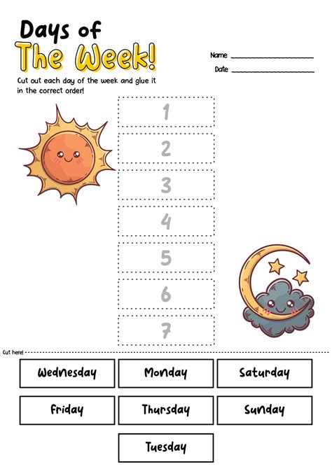 Days Of The Week Cut And Stick Worksheet