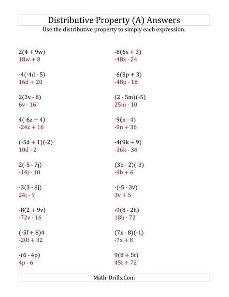 Distributive And Factoring Worksheets