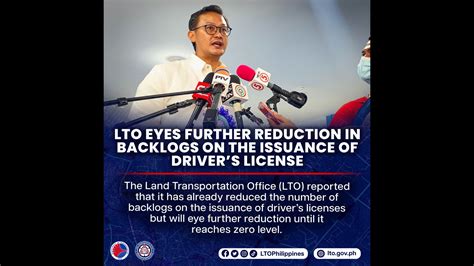 Zero Backlog Sa Pag Iisyu Ng Driver S License Target Ng Lto News Flash