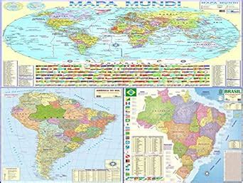 Kit Mapas Geogr Ficos Politicos Mundi Am Rica Do Sul E Brasil