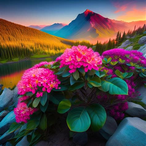 Premium Ai Image Blooming Rhododendron In The Mountains Attractive