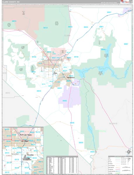 Clark County, NV Zip Code Map - Premium