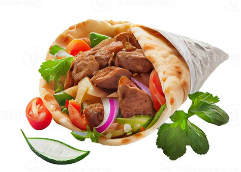 Kebab With Lamb And Vegetables In Pita Bread Generative Ai 17394934 Png