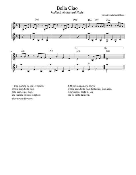 Bella Ciao Sheet Music For Violin Guitar Download Free In Pdf Or