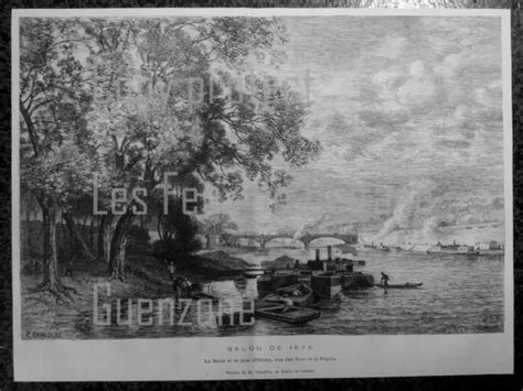 SEINE QUAI D ORSAY Vu Des BAINS DE LA FREGATE Gravure 1875 Antique