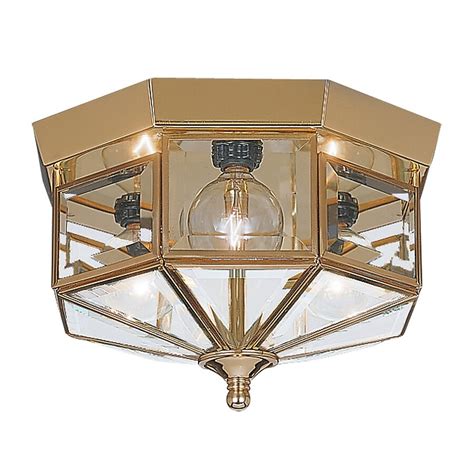 Sea Gull Lighting Grandover 1 Light 9 In Polished Brass Flush Mount Light In The Flush Mount