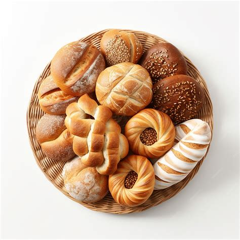 Premium Photo | Assortment of fresh bakery products on white background
