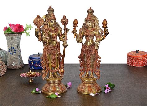 Buy Dattatreya Brass Statue Of Maa Lakshmi Idol And Vishnu Religious