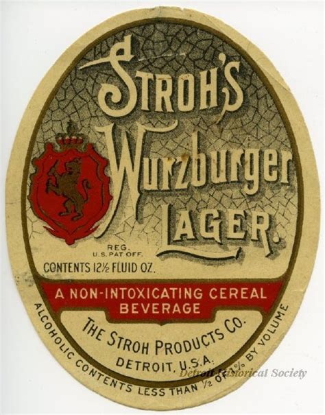 Strohs Products Detroit Historical Society Vintage Beer Labels