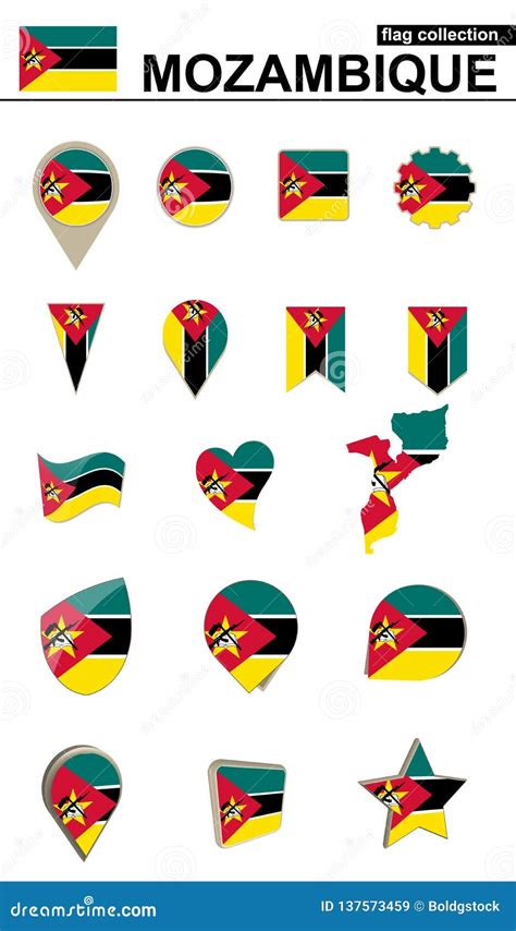 Mozambique Flag Collection. Big Set for Design Stock Vector - Illustration of white, world ...