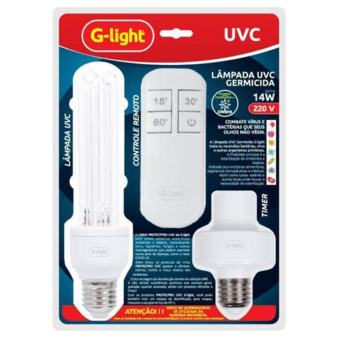 Lâmpada Uvc 14W Germicida Timer E Controle Remoto 220V no Shoptime