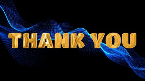 Text THANK YOU Golden 3d Digital Technology Animated On Blue Particle