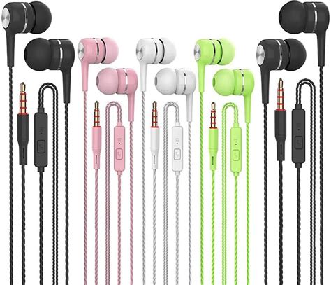 Earbuds Earphones With Microphone 5pack Ear Buds Wired Uk