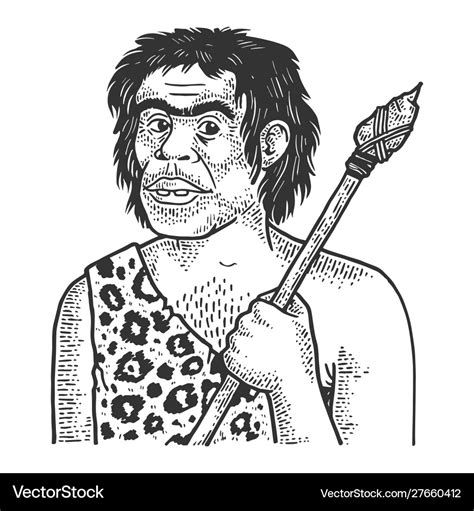 Primitive Caveman Sketch Royalty Free Vector Image