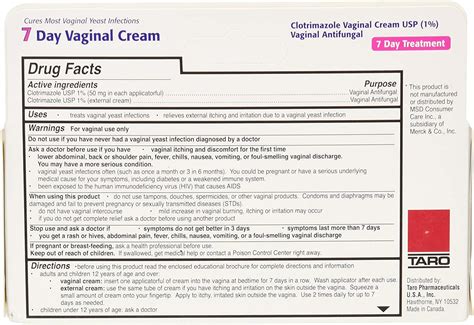 Taro Clotrimazole 7 Vaginal Cream Yeast Infection Treatment Seven Day Cure 45g Pack Of 2