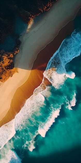 Premium AI Image | aerial drone shot of a beach and ocean