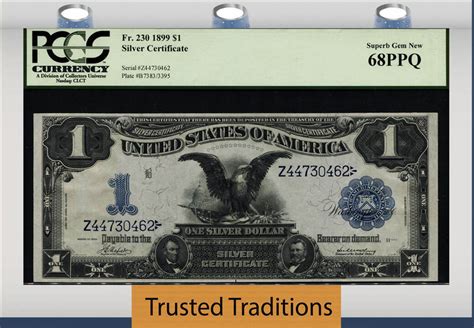 Usa Dollar Silver Certificate Stunning Black Eagle Pcgs Ppq