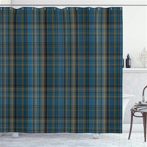 Amazon Lunarable Plaid Shower Curtain Striped Geometric British