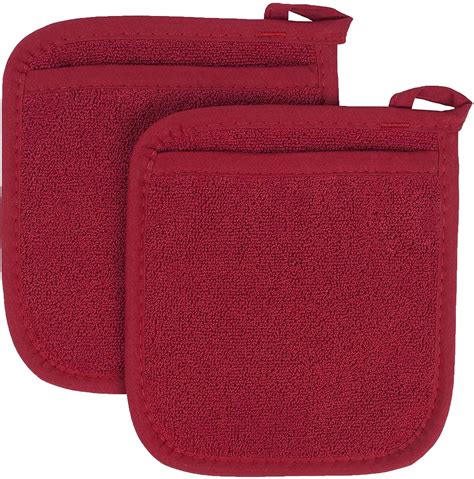 Premium Terry Pot Holders Hot Pads With Pocket 2 Pack 8 5 X7 75 High Heat Resistance 100