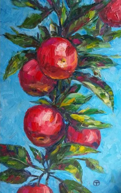 Apples Original Oil Painting Still Life Fruits X Inches