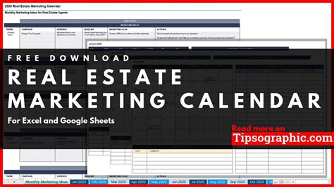 Real Estate Marketing Calendar Template For Excel Free N Printable