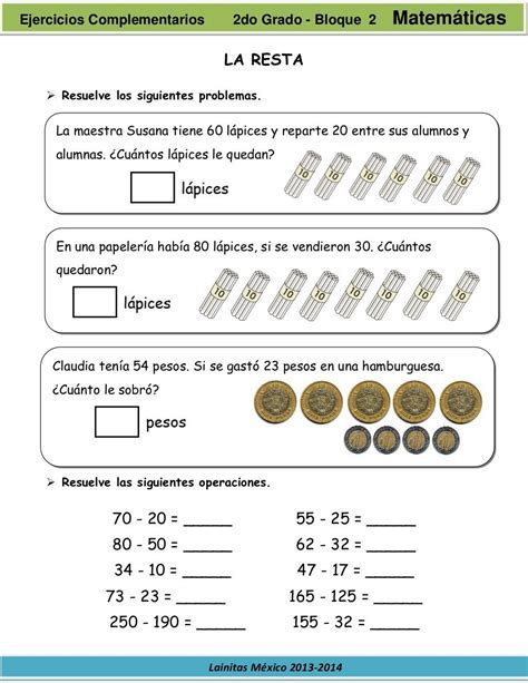 2do Grado Bloque 2 Ejercicios Complementarios 2do Grado Grado