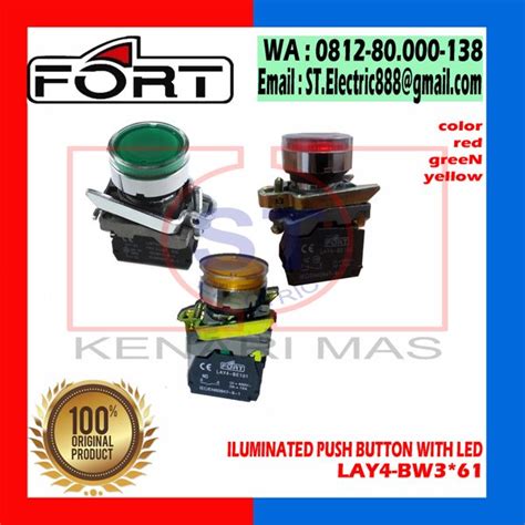 Jual Lay Bw No Nc Kuning Iluminated Push Button With Led Fort Di