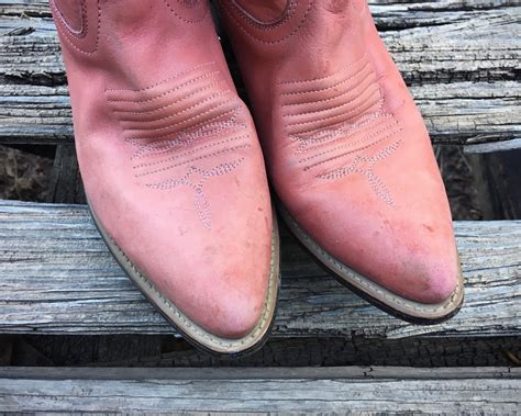 Vintage Distressed Pink Cowboy Boots For Women Size M Western Fashion