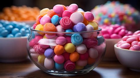 Premium Ai Image There Are Many Different Colored Candies In A Bowl