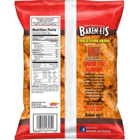 Baken Ets Chicharrones Hot N Spicy Flavored Fried Pork Skins Oz