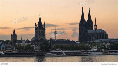 Cologne Skyline At Sunset Stock video footage | 8993338