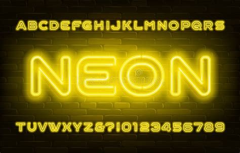 Yellow Neon Script Alphabet Font Handwriting Neon Uppercase And