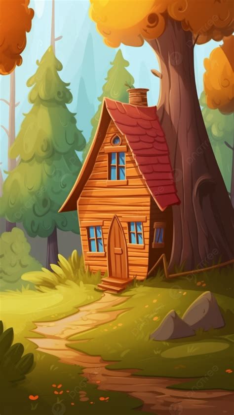 Cartoon Forest House Background