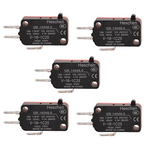 Heschen V 16 1C25 Lot De 5 Micro Interrupteurs SPDT 16 A 250 V AC