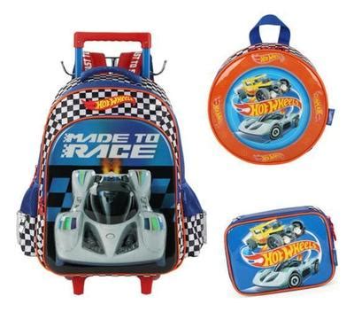 Kit Mochila Carrinho Lancheira Estojo Hot Wheels Luxcel Mochila Bolsa Escolar Magazine Luiza