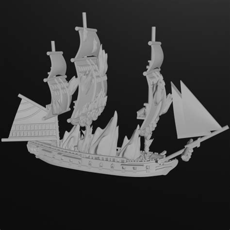 3D Printable GB Tisiphone Class Fireship 16 Guns 1779 1816 Blender