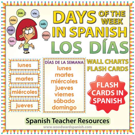 Spanish Days Flash Cards / Charts | Woodward Spanish