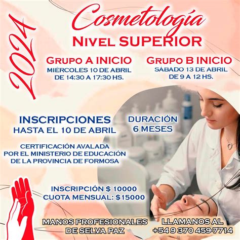 CURSO DE COSMETOLOGÍA NIVEL SUPERIOR Manos Profesionales Centro de