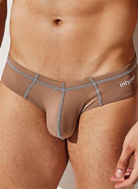 Gładkie slipy męskie z kontrastowym szwem radiant brief INJ084