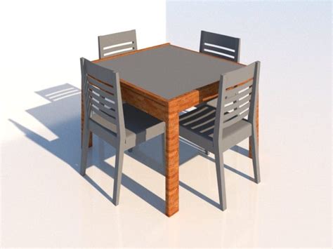 Mesa Cuadrada Moderna Con Cuatro Sillas Para Revit Familias Revit Gratis